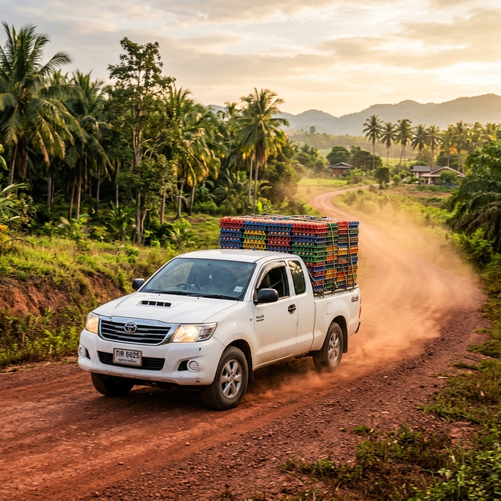 Delivery truck on rural road